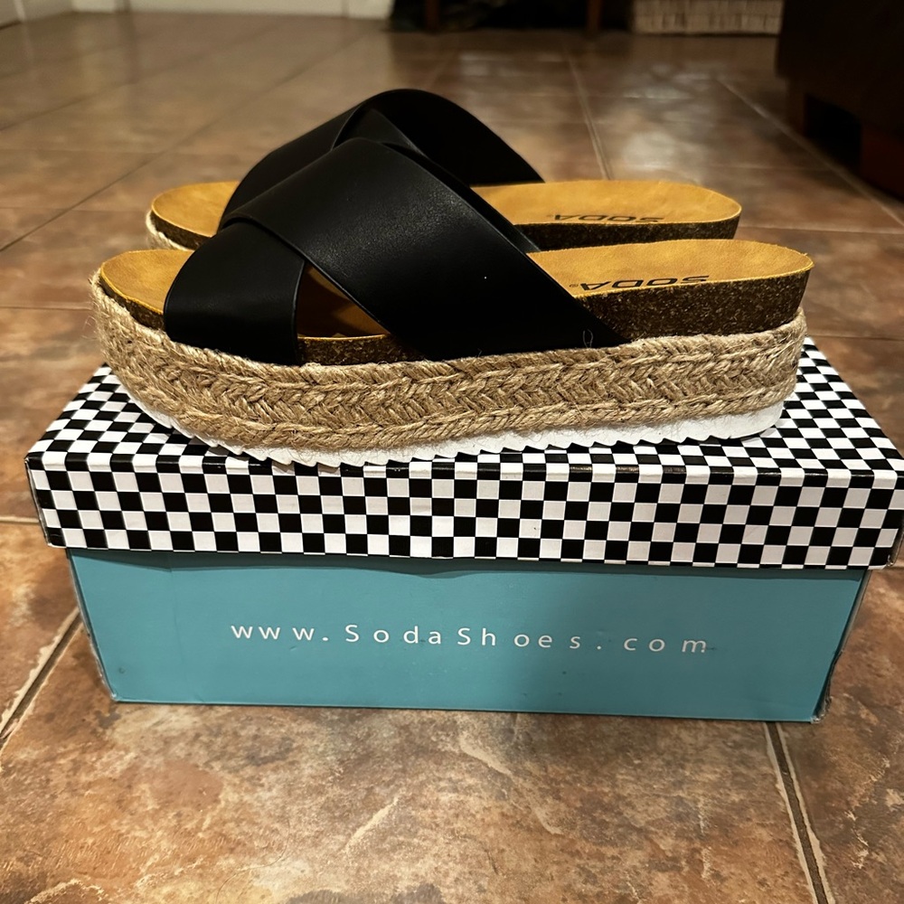Black platform sandals